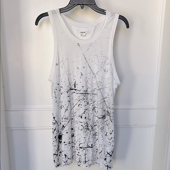 Helmut Lang Muscle Racer Tank Splatter Paint Design Black White Medium - Picture 1 of 7